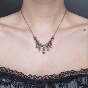 Gothic vintage silver elegant princess chandelier chain mail necklace